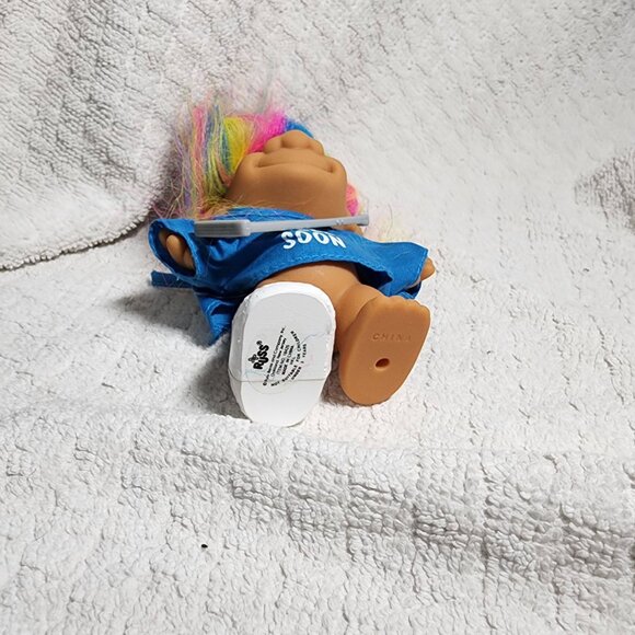Vintage Russ Troll Doll Get Well Soon Rainbow Hair 5” Item #18425 - Picture 3 of 3